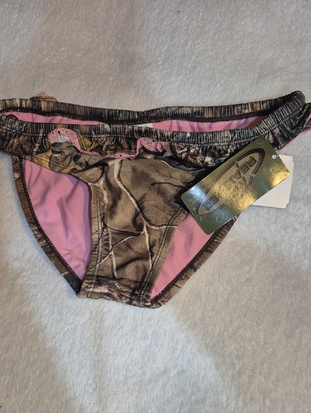 Women's  Pink and Camo Swim Bottoms Sz. M